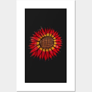 Red and Yellow Sunflower Posters and Art